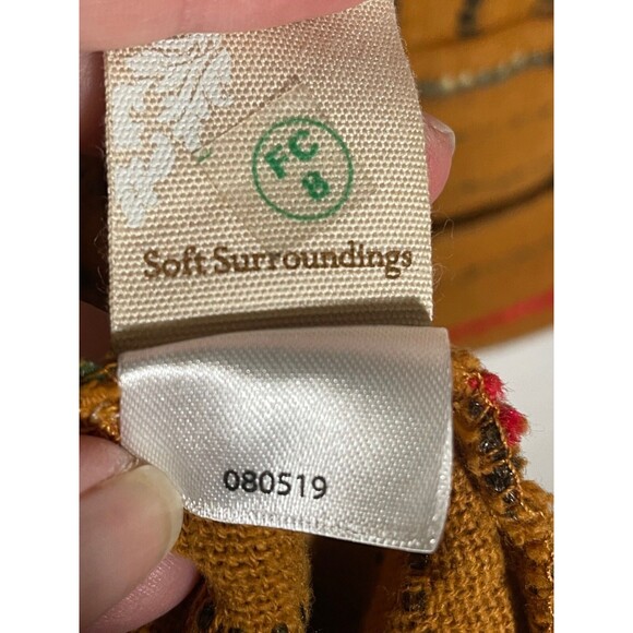 Soft Surroundings Mustard Stripe Zip Cardigan Jacket Asymmetrical Pockets Size L - Picture 12 of 14